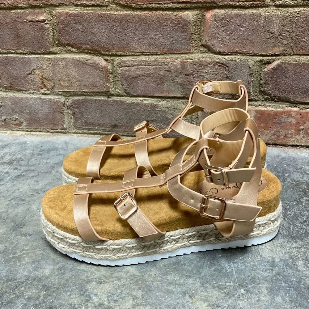 Jessica Carlyle Rose Gold Espadrille Platform Sandal Size 8 NWOT